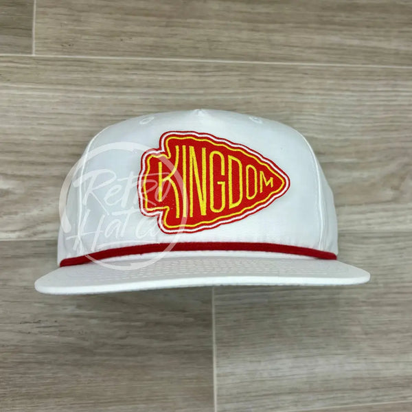 Kansas City Chiefs Kingdom Patch On White Retro Hat W/Red Rope Ready To Go