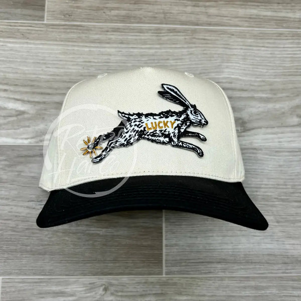 Lucky Rabbit On Natural/Black Retro Hat Ready To Go