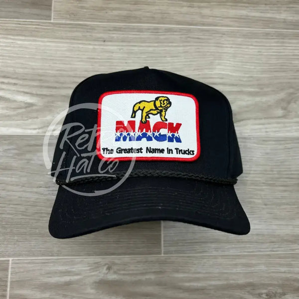 Mack Trucks Patch On Black Poly Rope Hat Ready To Go