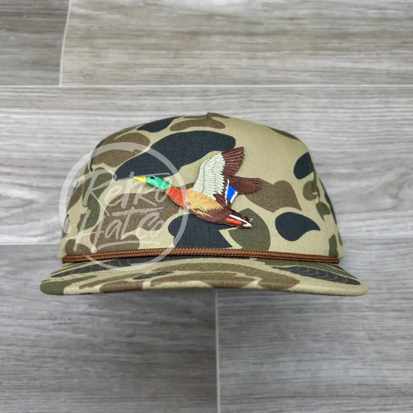 Mallard on Green Old School / Duck Camo Rope Hat Ready to Go