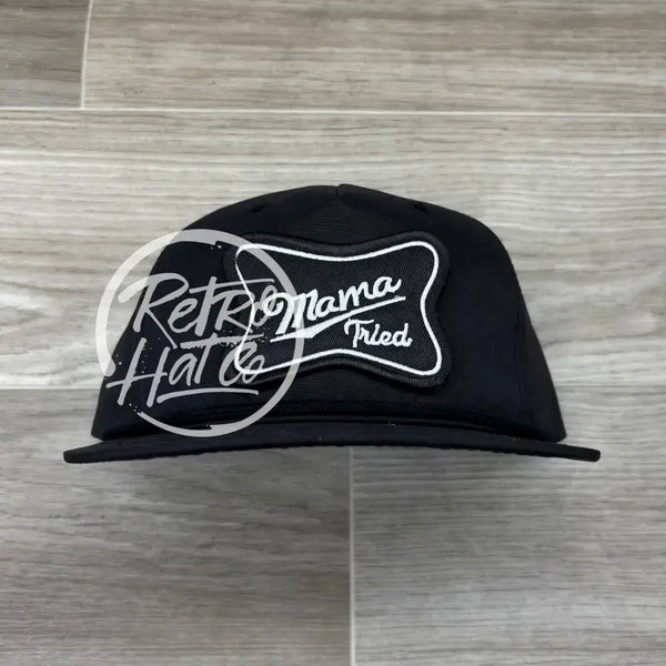 Mama Tried Patch on Black Retro Rope Hat Ready to Go