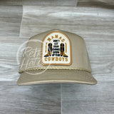 Mama’s Don’t Let Your Babies Grow Up To Be Cowboys On Tall Tan Retro Rope Hat Ready To Go