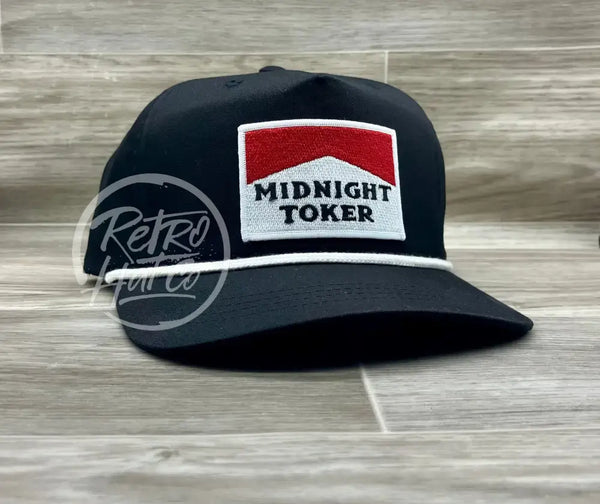 Midnight Toker On Retro Rope Hat Black W/White Ready To Go