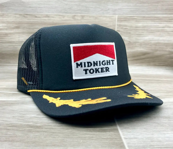 Midnight Toker Patch On Black Meshback Trucker Hat W/Scrambled Eggs Ready To Go