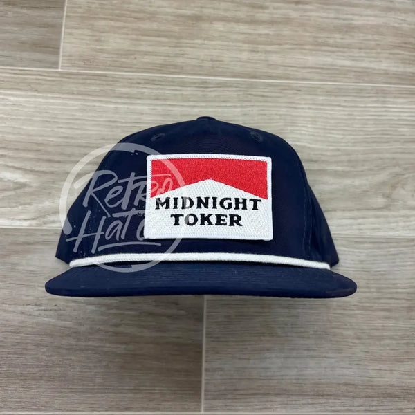 Midnight Toker Patch on Navy Blue Retro Rope Hat Ready to Go