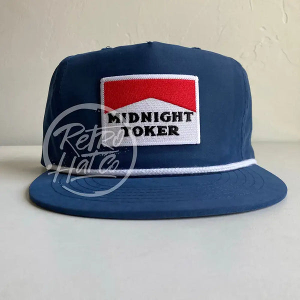 Midnight Toker Patch On Retro Poly Rope Hat Royal Blue Ready To Go