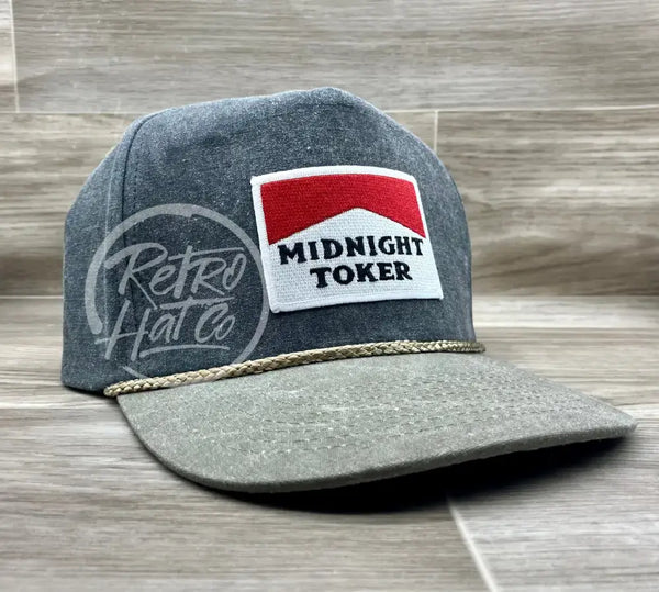 Midnight Toker Patch On Stonewashed Rope Hat Charcoal / Sand Ready To Go