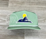 Mountain Patch On Retro Poly Rope Hat Green Ready To Go
