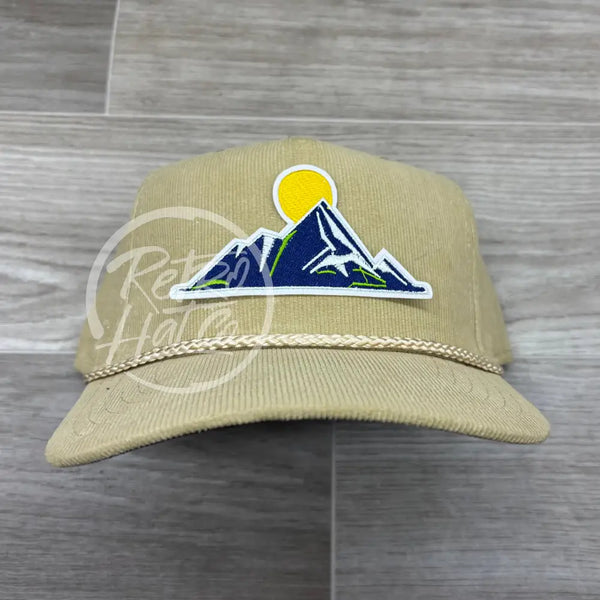Mountains on Tan Corduroy Rope Hat Ready to Go