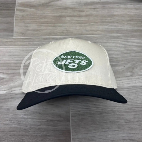 New York Jets Oval Patch on Black Classic Rope Hat Ready to Go