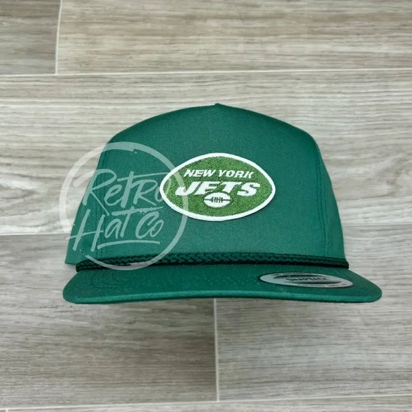 New York Jets Oval Patch On Green Classic Rope Hat Ready To Go