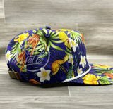 Purple Hawaiian Strapback Hat W/White Rope Hats