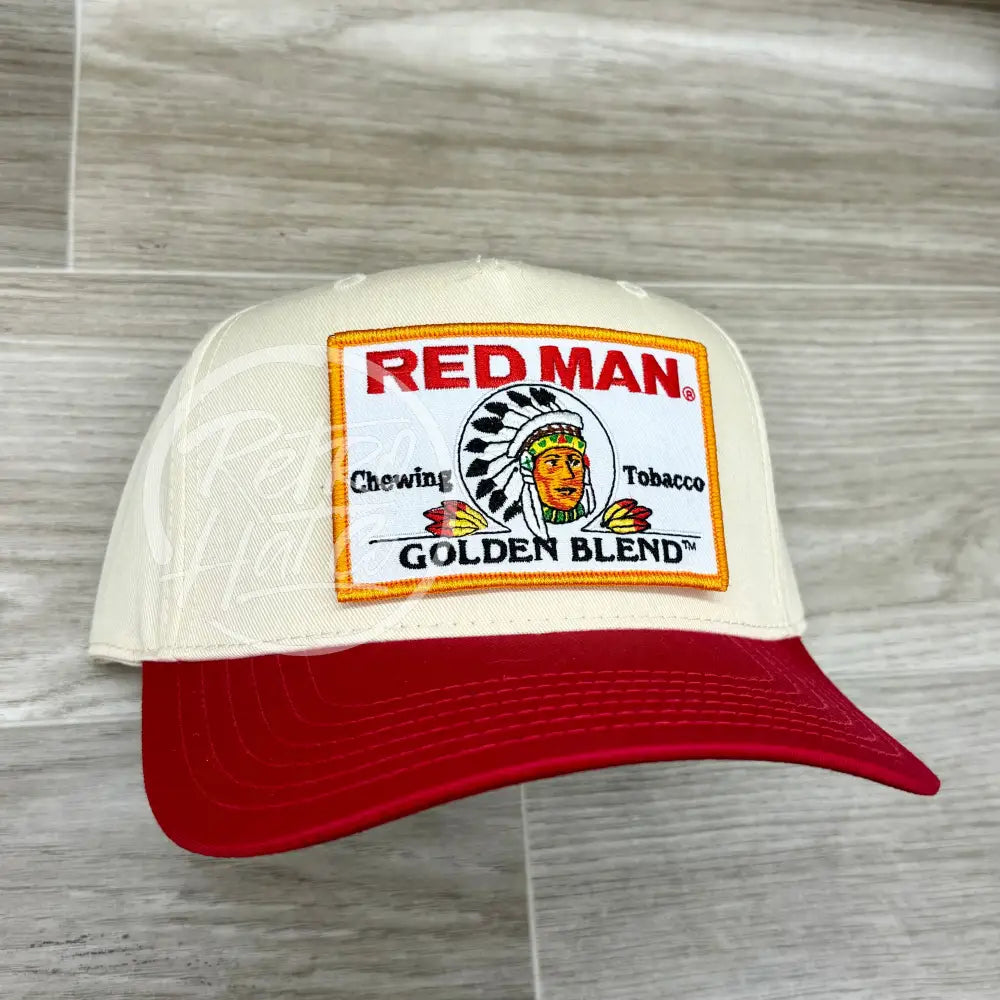 Red Man Golden on Natural/Red Retro Hat
