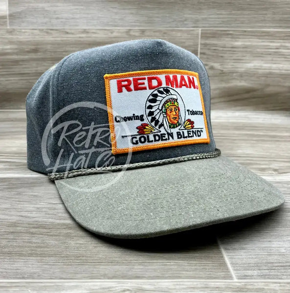 Red Man Golden On Retro Two-Tone Rope Hat Charcoal / Sand Ready To Go