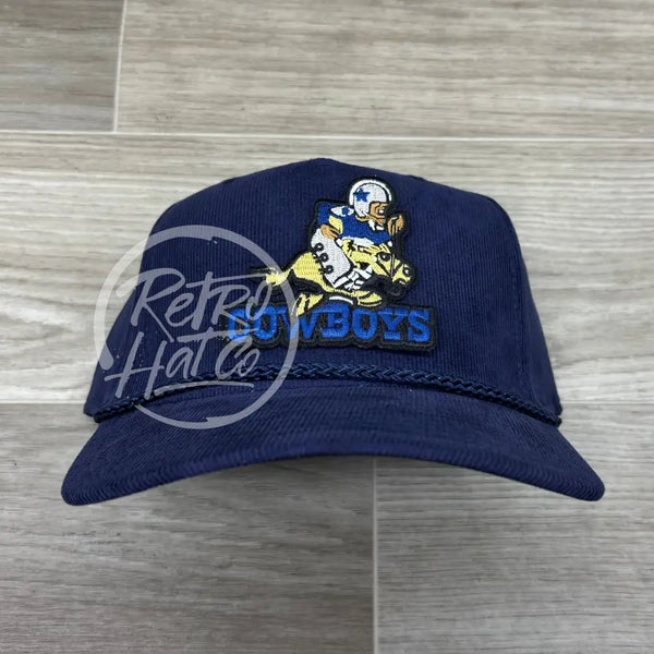 Retro 70s Dallas Cowboys (horse) on Navy Blue Corduroy Rope Hat Ready to Go