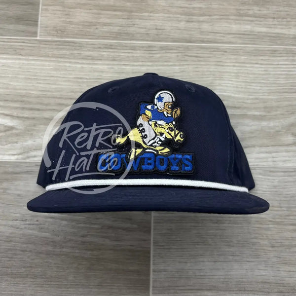Retro 70s Dallas Cowboys (horse) on Navy Blue Hat w/White Rope Ready to Go