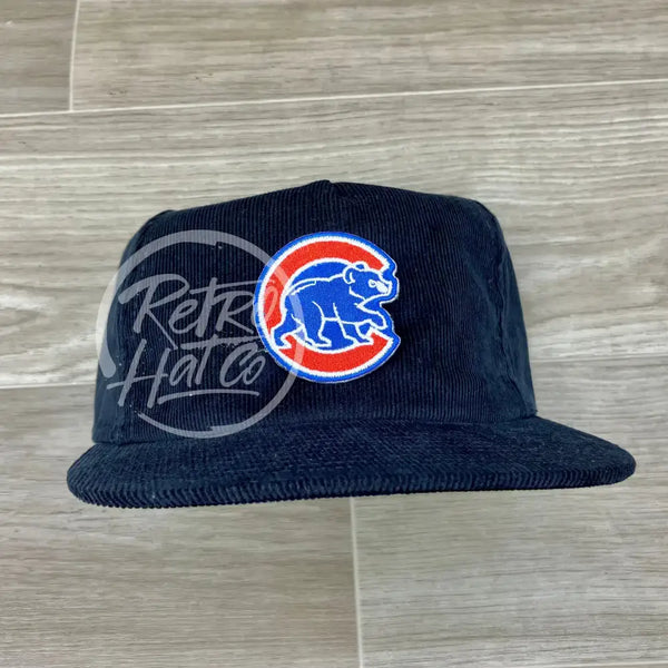 Retro Chicago Cubs Patch On Navy Corduroy Hat Ready To Go