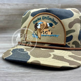 Retro Ducks Unlimited on Beige Old School / Duck Camo Rope Hat Ready to Go