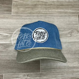 Retro Hat Co. Brand (White) Patch On 2-Tone Stonewashed Rope Sky/Sand Ready To Go