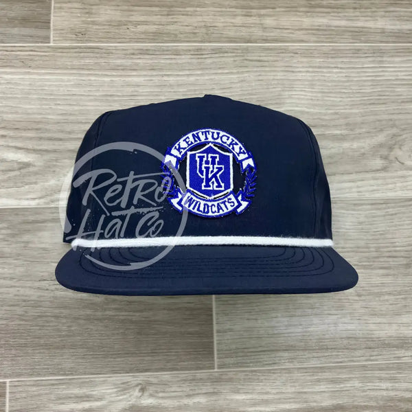 Retro Kentucky Wildcats Crest Patch On Navy Poly Rope Hat Ready To Go