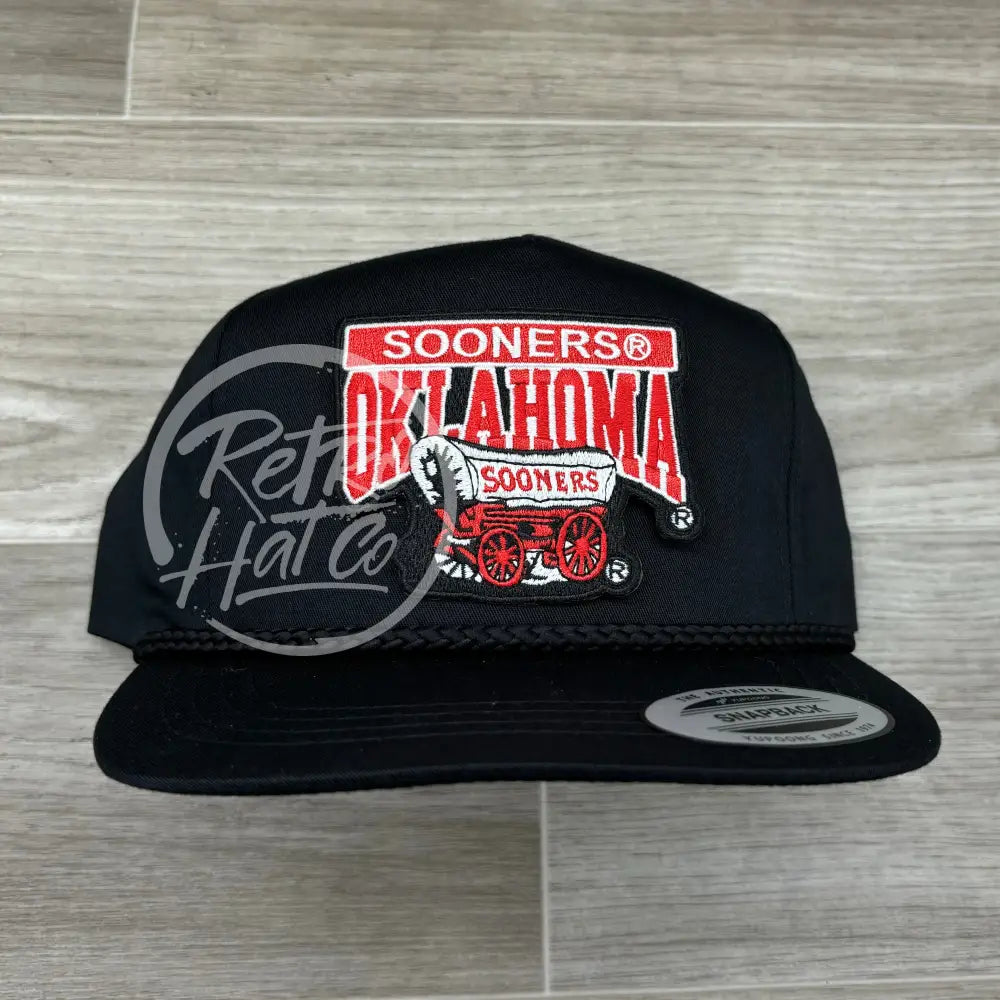 Retro Oklahoma (OU) Sooners Schooner Wagon on Black Classic Rope Hat