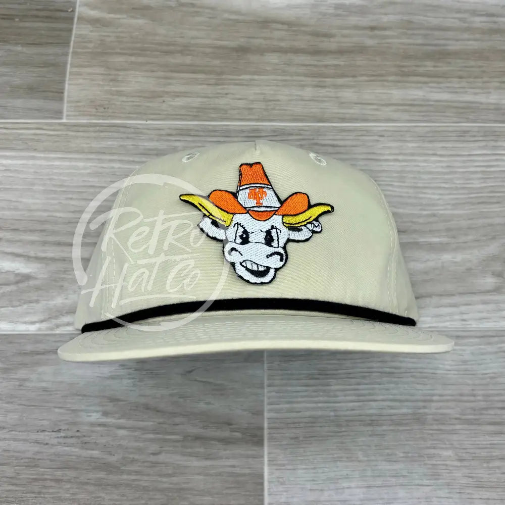 Retro UT / Texas Longhorns Bevo (Full Color) on Retro Rope Hat