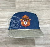 Smokey The Bear On Stonewashed Two-Tone Retro Rope Hat Indigo / Sand Ready To Go