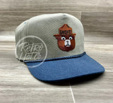 Smokey The Bear On Stonewashed Two-Tone Retro Rope Hat Sand / Indigo Ready To Go