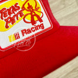 Texas Pete Racing Patch on Red Corduroy Hat Ready to Go