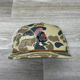 Turkey on Green Old School / Duck Camo Rope Hat Ready to Go