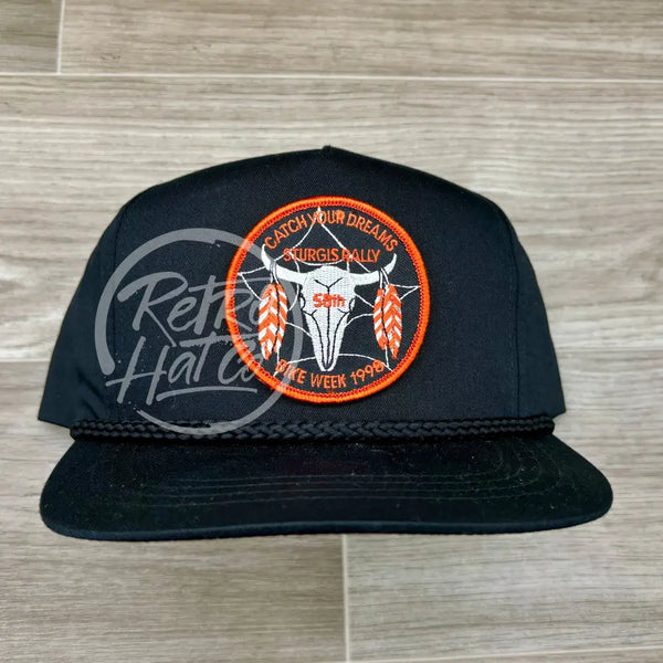 Vintage 1998 Sturgis Dreamcatcher Patch On Black Classic Rope Hat Ready To Go