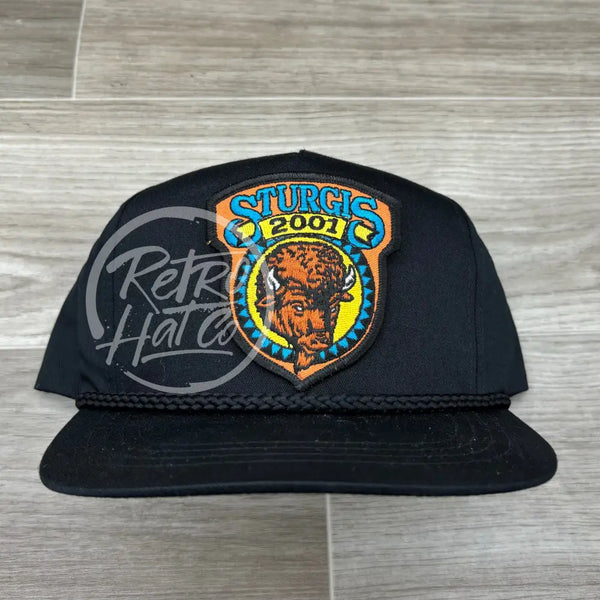 Vintage 2001 Sturgis Buffalo Patch On Black Classic Rope Hat Ready To Go