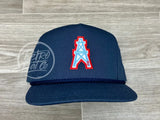 Vintage 80S/90S Houston Oilers Derrick Patch On Classic Rope Hat Blue Ready To Go