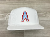 Vintage 80S/90S Houston Oilers Derrick Patch On Classic Rope Hat White Ready To Go