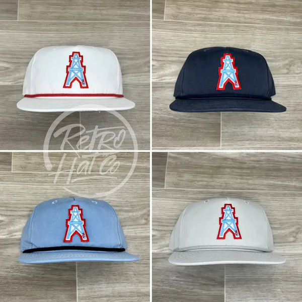 Vintage 80S/90S Houston Oilers Derrick Patch On Retro Rope Hat Ready To Go