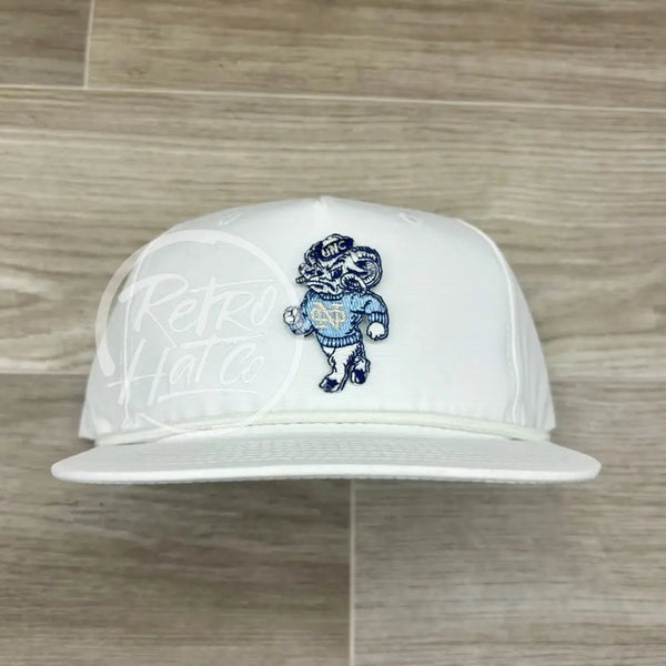 Vintage 80S North Carolina Tarheels Ram Patch On Solid White Retro Rope Hat Ready To Go