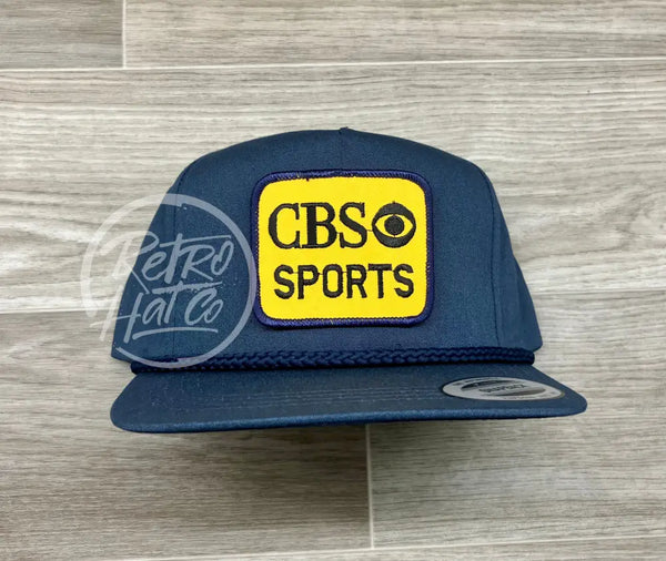 Vintage 90S Cbs Sports Patch On Blue Classic Rope Hat Ready To Go