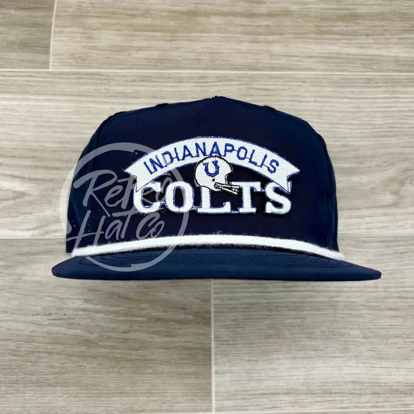 Vintage 90S Indianapolis Colts Patch On Navy Poly Rope Hat Ready To Go