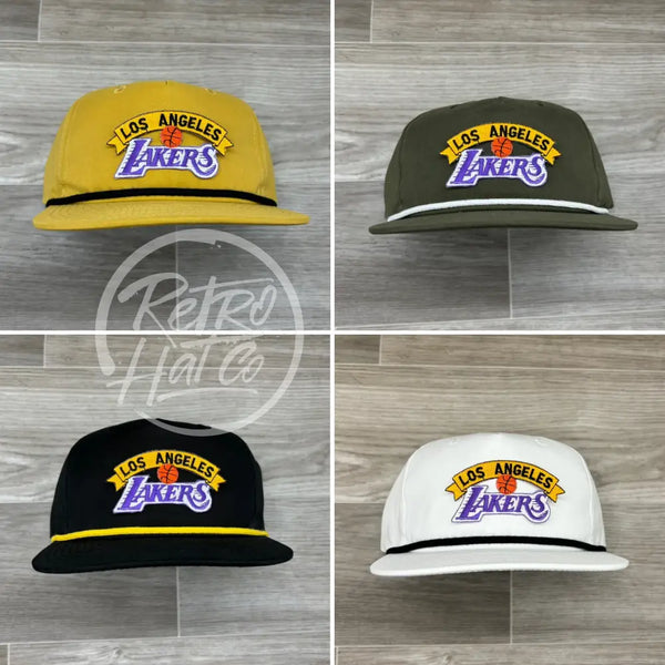 Vintage 90S Los Angeles Lakers Patch On Retro Rope Hat Ready To Go