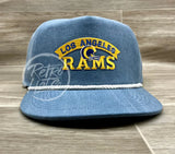 Vintage 90S Los Angeles Rams Patch On Sky/White Stonewashed Rope Hat Ready To Go