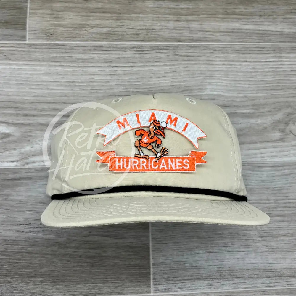Vintage 90s Miami Hurricanes Patch on Retro Rope Hat