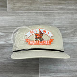 Vintage 90S Miami Hurricanes Patch On Retro Rope Hat Beige W/Black Ready To Go