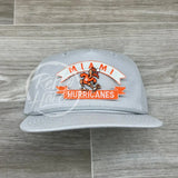 Vintage 90S Miami Hurricanes Patch On Retro Rope Hat Solid Smoke Gray Ready To Go
