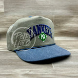 Vintage 90S New York Yankees (Navy Arch) Patch On Stonewashed Sand/Charcoal Retro Rope Hat Ready To