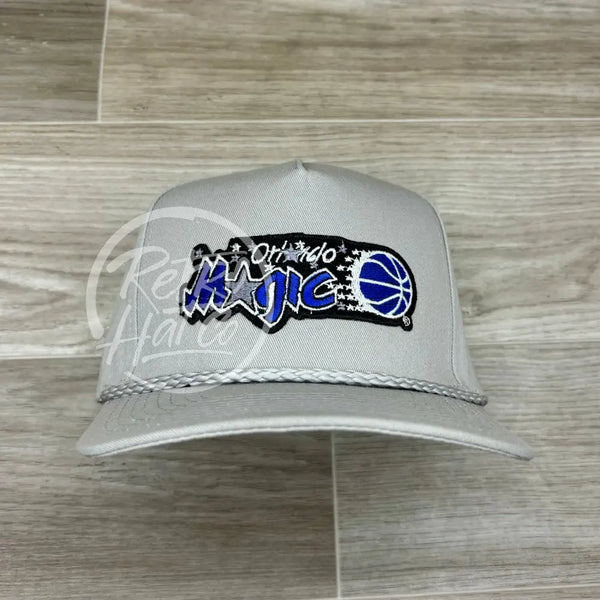 Vintage 90S Orlando Magic Patch On Tall Gray Retro Rope Hat Ready To Go