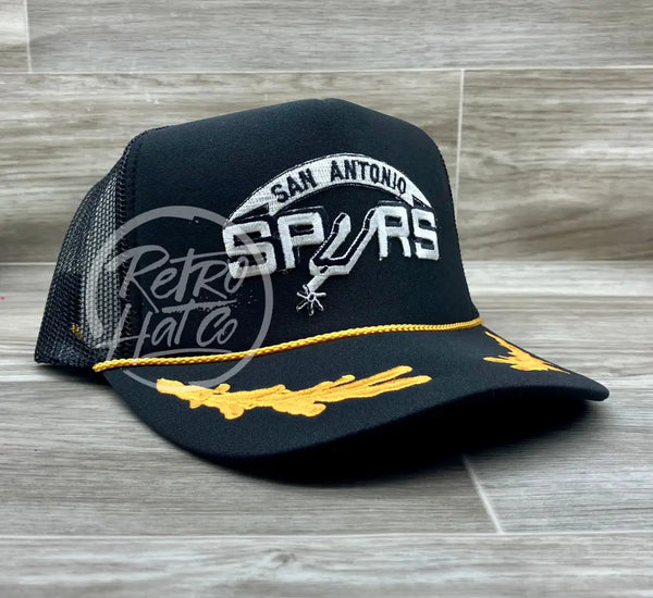 Vintage 90s San Antonio Spurs Patch on Black Meshback Trucker Hat w/Sc