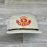 Vintage 90S San Francisco 49Ers Niners Pennant Patch On Retro Rope Hat Beige W/Black Ready To Go
