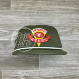 Vintage 90S San Francisco 49Ers Niners Pennant Patch On Retro Rope Hat Olive W/White Ready To Go