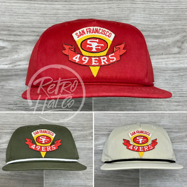 Vintage 90S San Francisco 49Ers Niners Pennant Patch On Retro Rope Hat Ready To Go