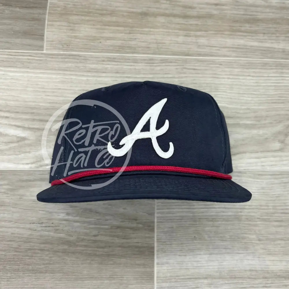 Vintage Atlanta Braves A Patch on Blue Retro Hat w Red Rope